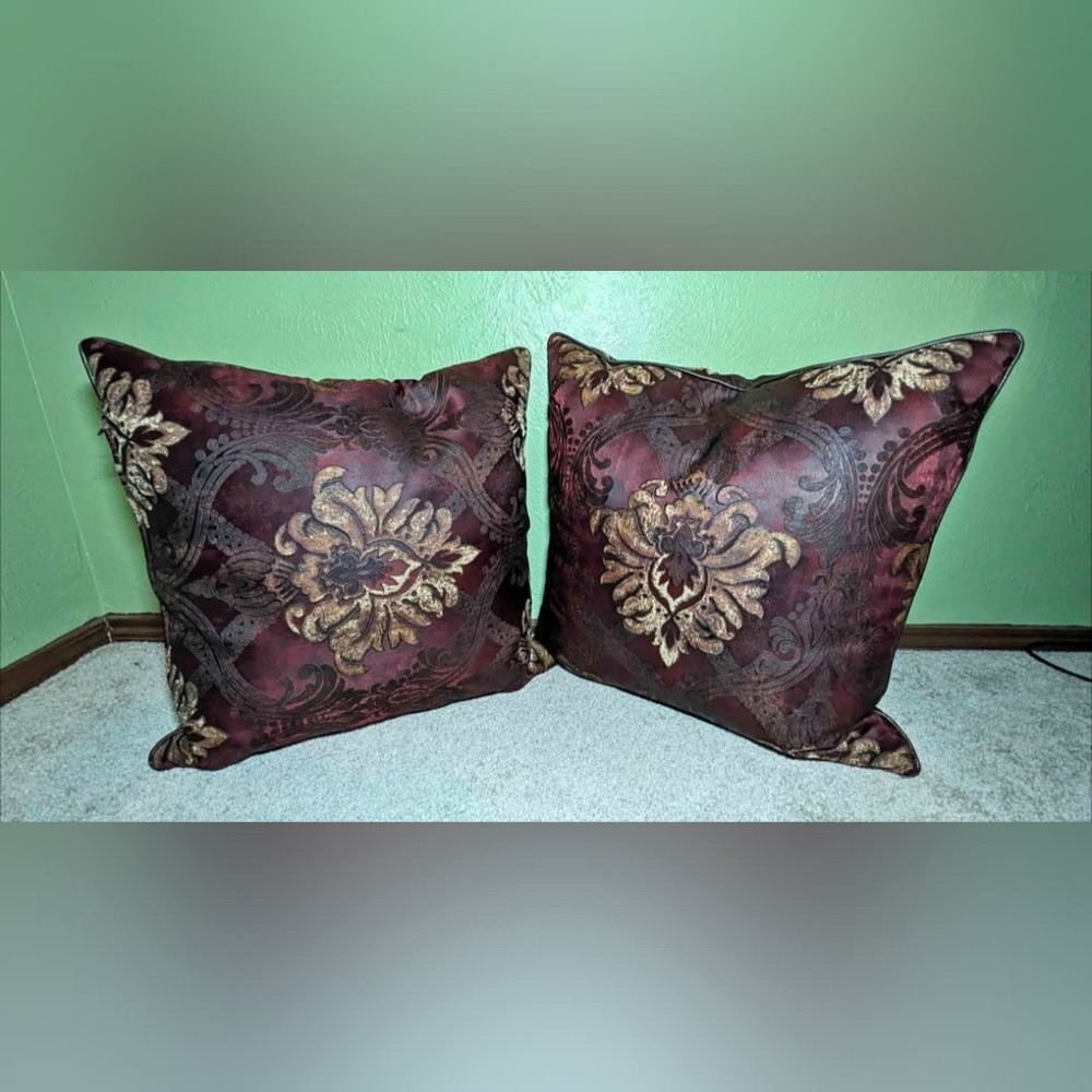Elegant Burgundy and Gold Pillows